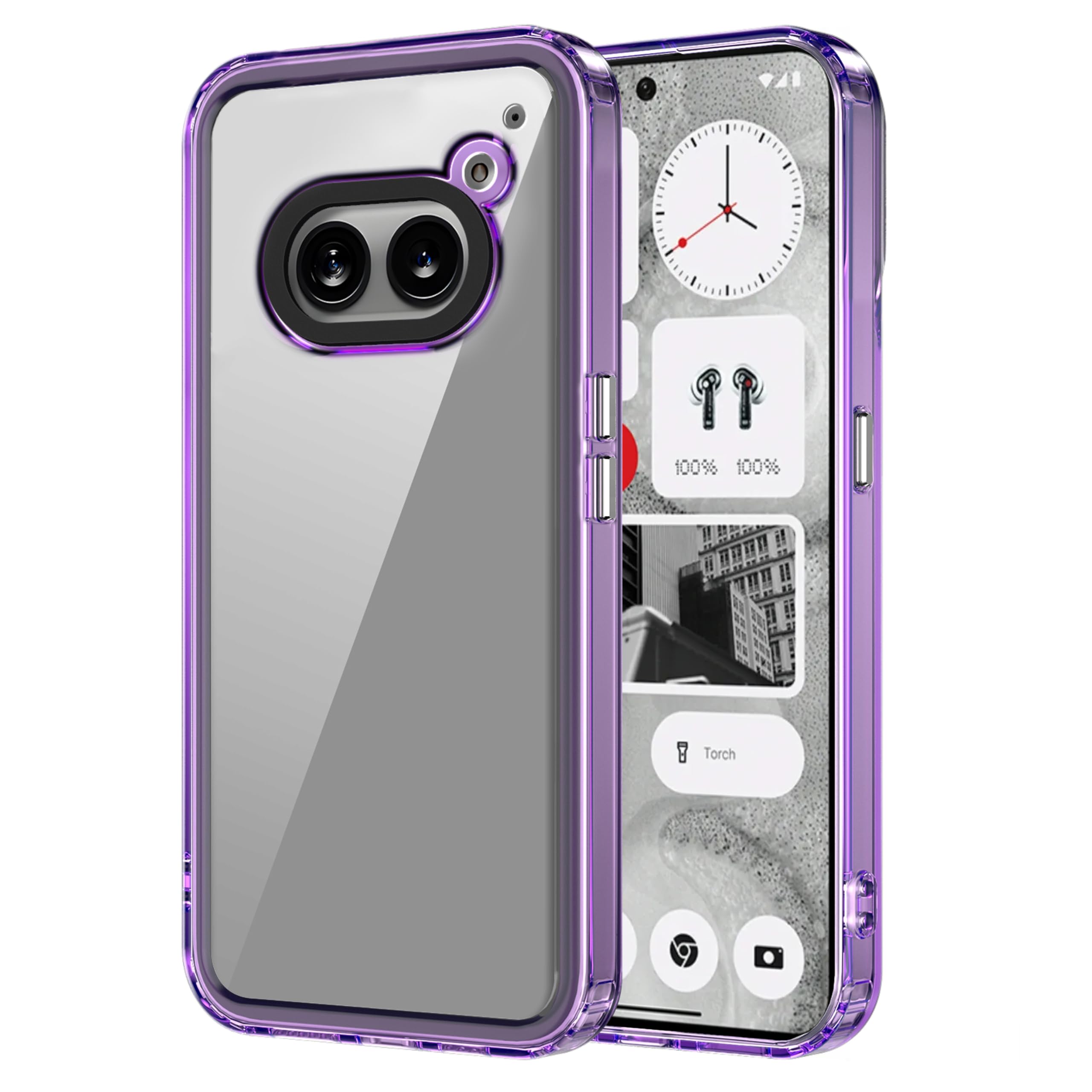 amazon basics Back Case Cover for Nothing Phone 2A 5G (Polycarbonate, Thermoplastic Polyurethane Translucent Purple)