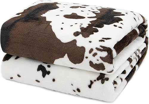 Miniatura 3 de Manta con estampado de vaca de franela de forro polar suave acogedora y linda manta de vaca cálida y ligera para todas las estaciones para sofá cama