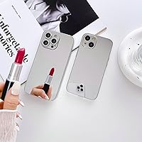 Vista 4 de JANDM Funda con espejo para iPhone 14 Pro Max, espejo duro brillante chapado en plata, lindo espejo de maquillaje para mujeres y niñas, a prueba