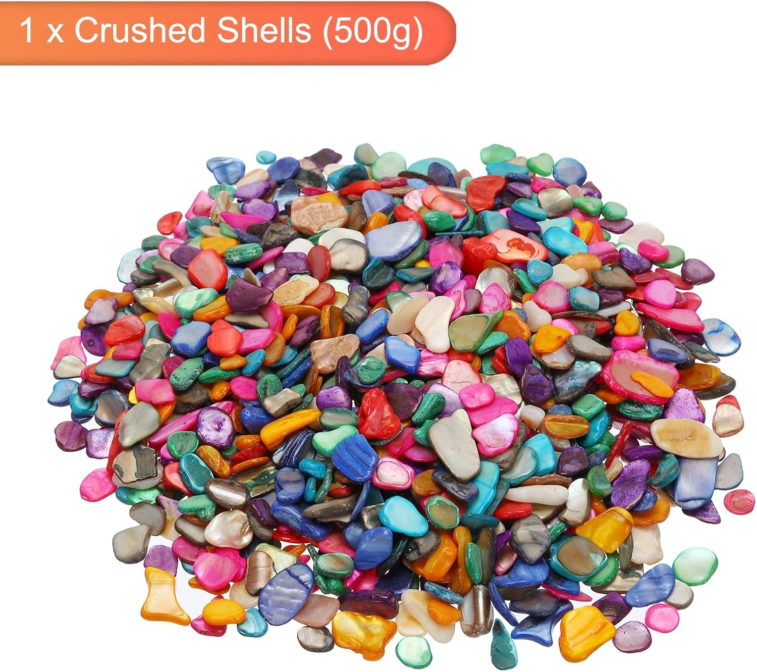 MECCANIXITY 500g Crushed Shells Irregular Natural Mosaic Sea Shell Fragments for Home Decoration Art Crafts DIY Projects Multicolor