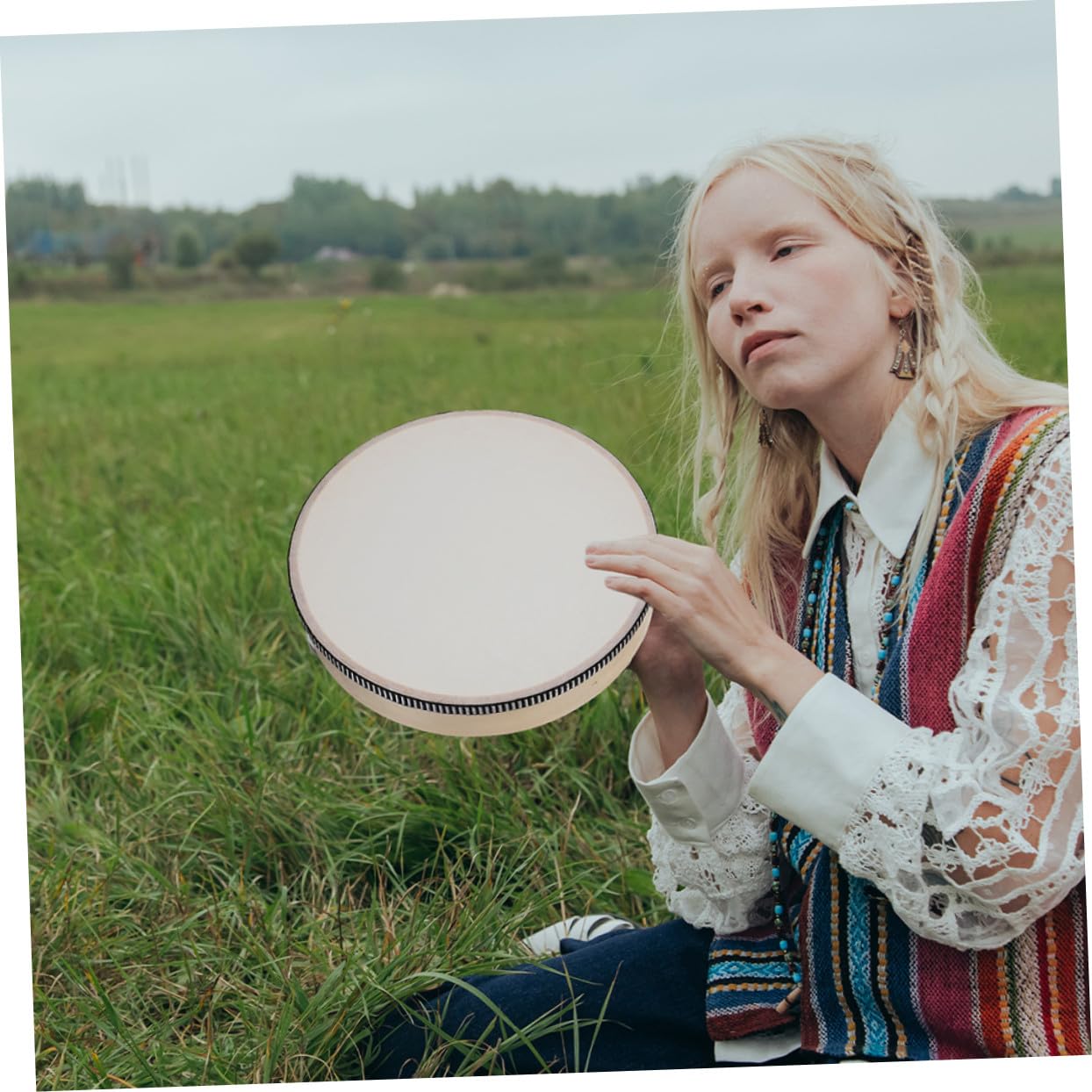 SUPVOX Tamburello Musicale in Legno 3 Pezzi Set Hand Drum Percussione Facile da Tenere Design Rotondo per Performance ed Educazione Ragazzo Ragazza e Adulti