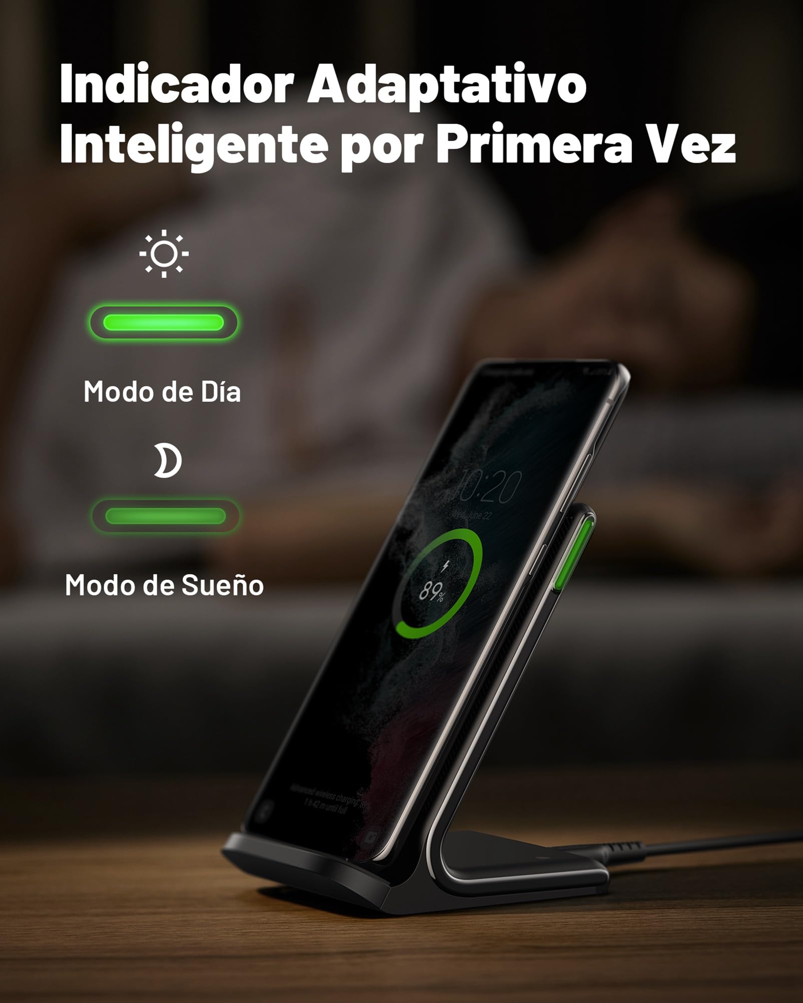 INIU Cargador Inalámbrico Rápido Stand, 15W Wireless Charger Estación Phone Fast Charge Holder para iPhone 17 16 15 14 13 12 11 Pro MAX Samsung Galaxy S23 S22 Google Pixel 8 7 6 etc — view 3