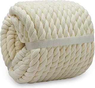 BONSINY Natural White Rope 1/2 inch x 100 feet Nautical Cotton Rope for ...