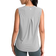 SANTINY Womens Workout Tank Tops Athletic Gym Yoga Shirt | Lightweight, Crew Neck, Loose Fit, Sleeveless, Breathable, Quick Dry, Moisture Wicking, Stretchy, Soft, for Tennis Running