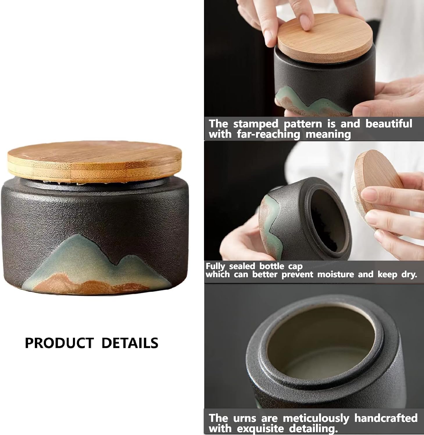 Small Urn Set 6 Piece for Ashes Keepsake Ceramic 8 Cubic inches image 3