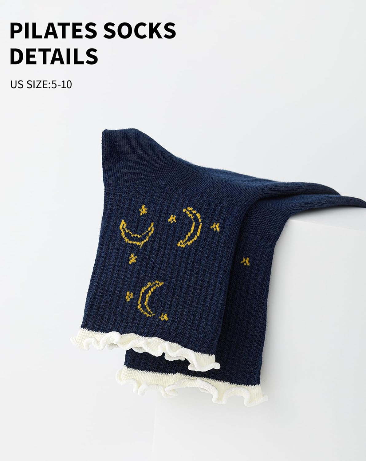 Yawlsow Pilates Grip Socks for Women Yoga Grippy Socks Cute Barre Non Skid Athletic Crew Sticky Sock Workout Hospital - Image 4