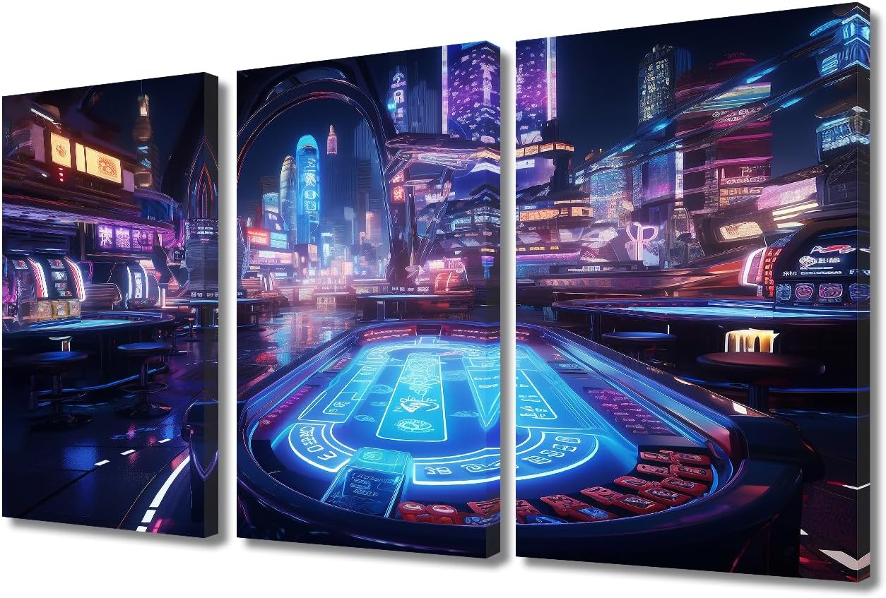 Amazon.com: Canvas Wall Art Ready to Hang Cyberpunk Wall Painting ...