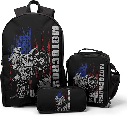 Giwawa Mochilas escolares geniales para adolescentes y niños, juego de bolsas escolares, bolsa de almuerzo, estuche para lápices, Bandera de