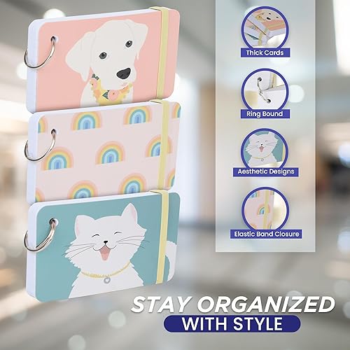 Miniatura 2 de Index Cards - Ficha de índice a rayas de 3 x 5 pulgadas con anillo, papel rayado para tomar notas para diario, recetas, tarjetas flash, tarjeta de