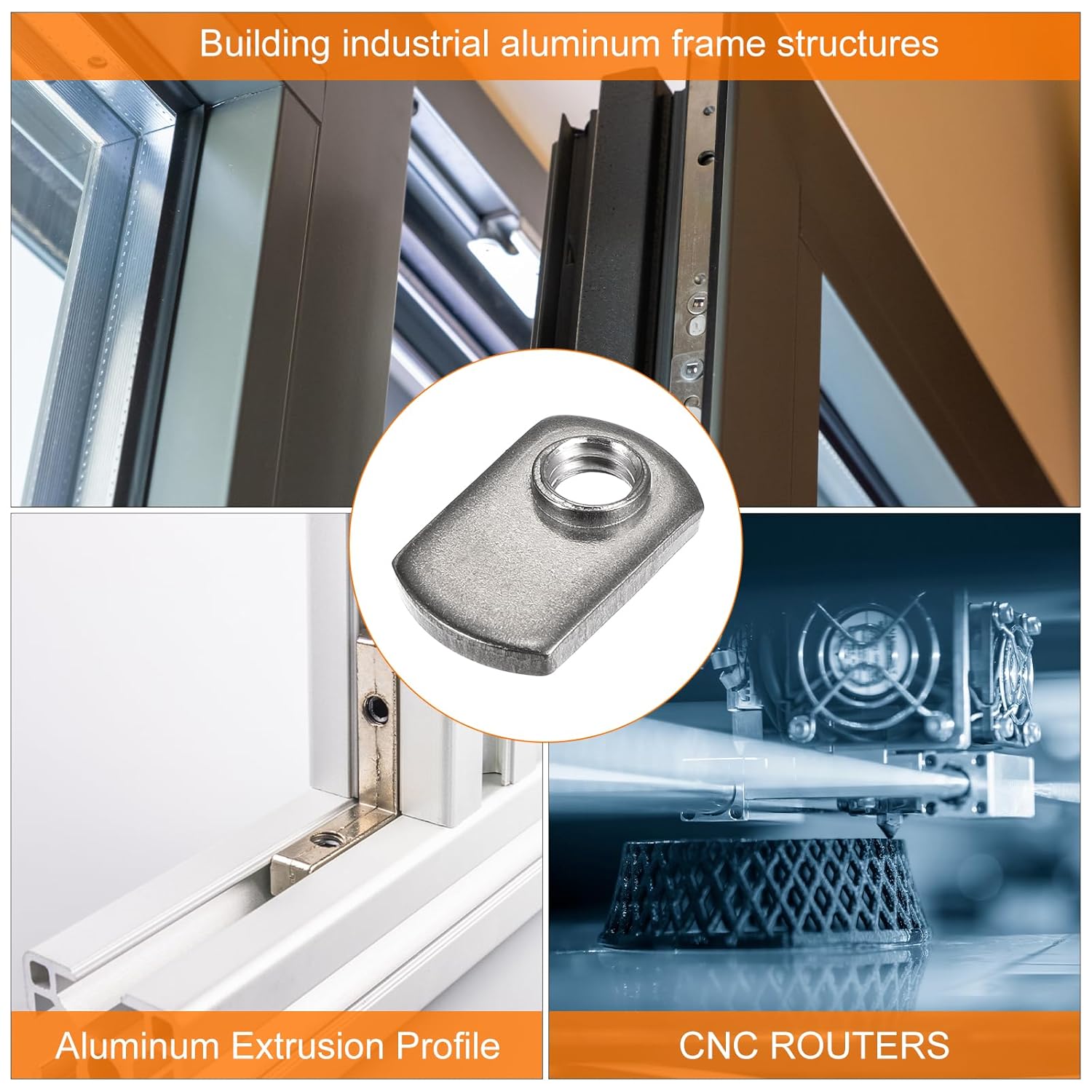 uxcell Slide in T-Nut with Offset Thread, 100Pcs 5/16"-18 304 Stainless Steel T Nuts for T Track Extrusions