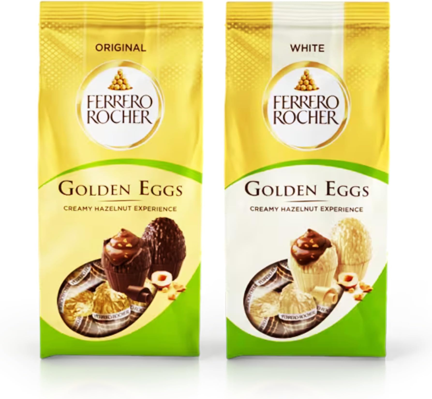 Luxury Chocolate Mini Easter Eggs Bundle - with Ferrero Milk and White Chocolate Eggs - Hazelnut Filling, 2 x 90g Bags, Ideal for Easter Gifts, Baskets and Egg Hunts