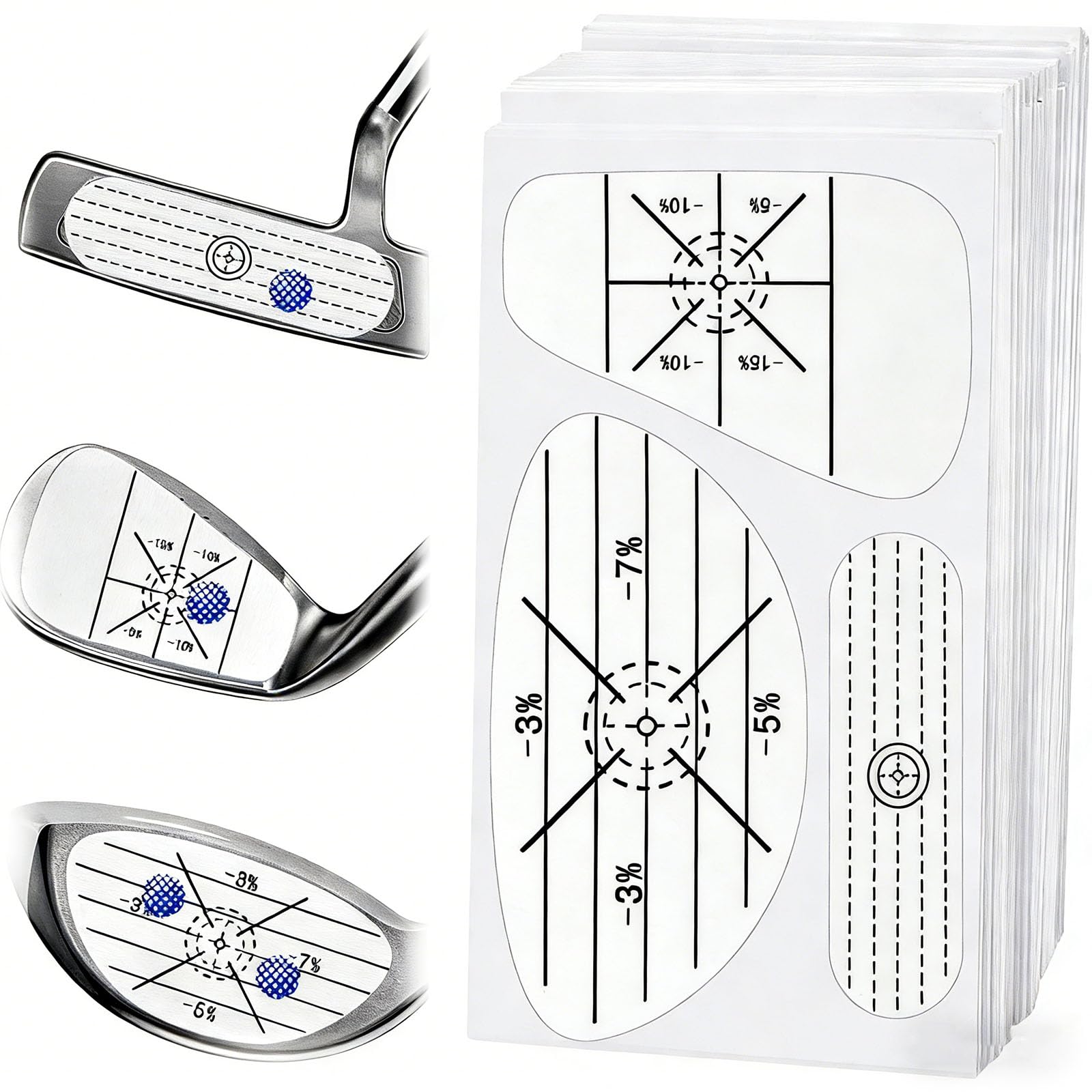 KIQAWEE Golf Impact Tape, 150PCS for Irons Woods Putters, Self-Teaching Golf Club Face Impact Stickers for Swing Accuracy, Sweet Spot and Shot Consistency Analysis Training Aid