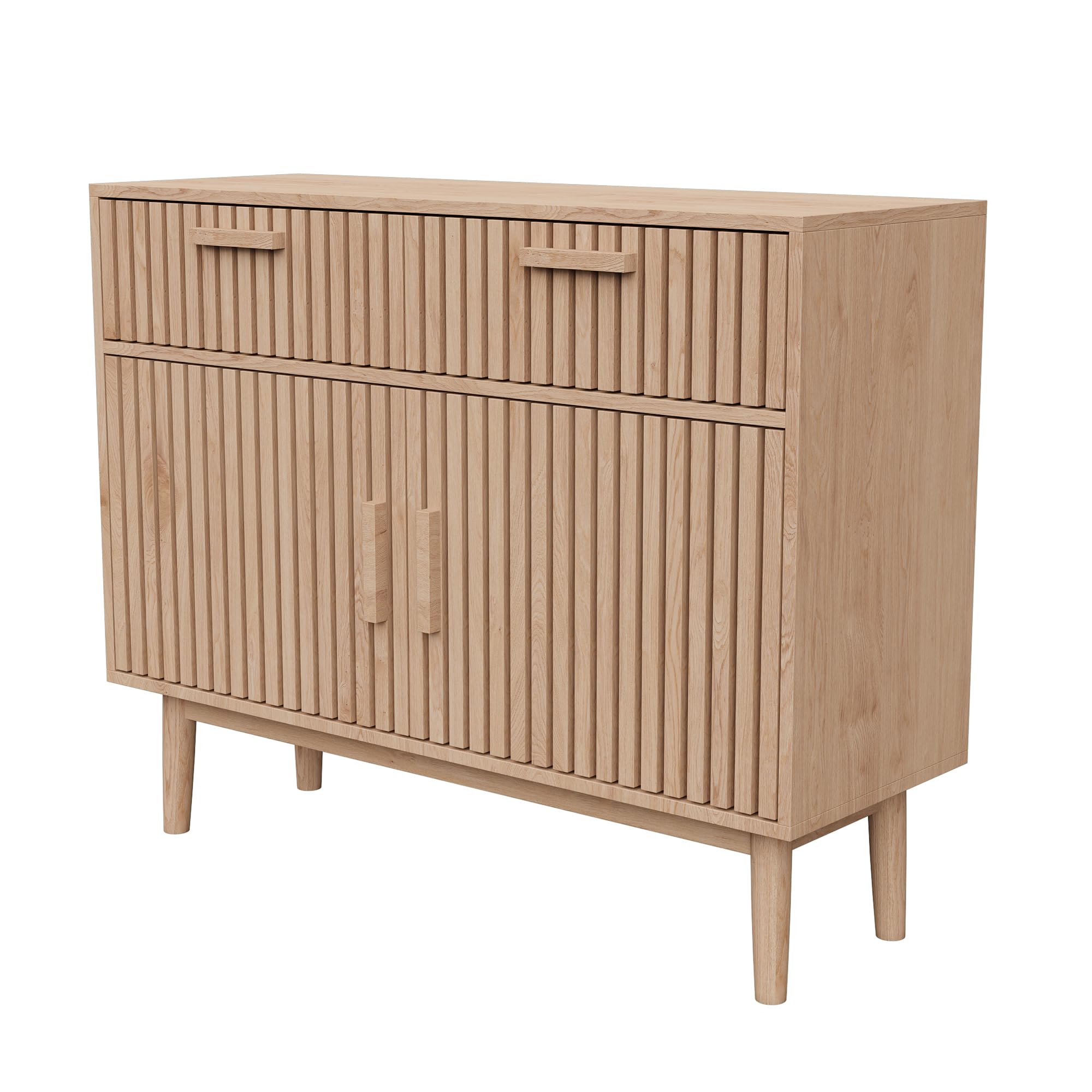FEEOHOME Buffet Bas, Meuble de Rangement avec 2 Tiroirs et 2 Portes, Commode Multifonctionnel en Bois, Armoire de Cuisine pour Salon, Cuisine, Bureau, 35 x 100 x 80 cm