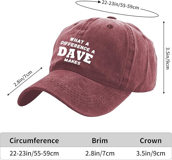 What A Differences A Dave Makes Hat Baseball Cap Hats for Men Adjustable Hat