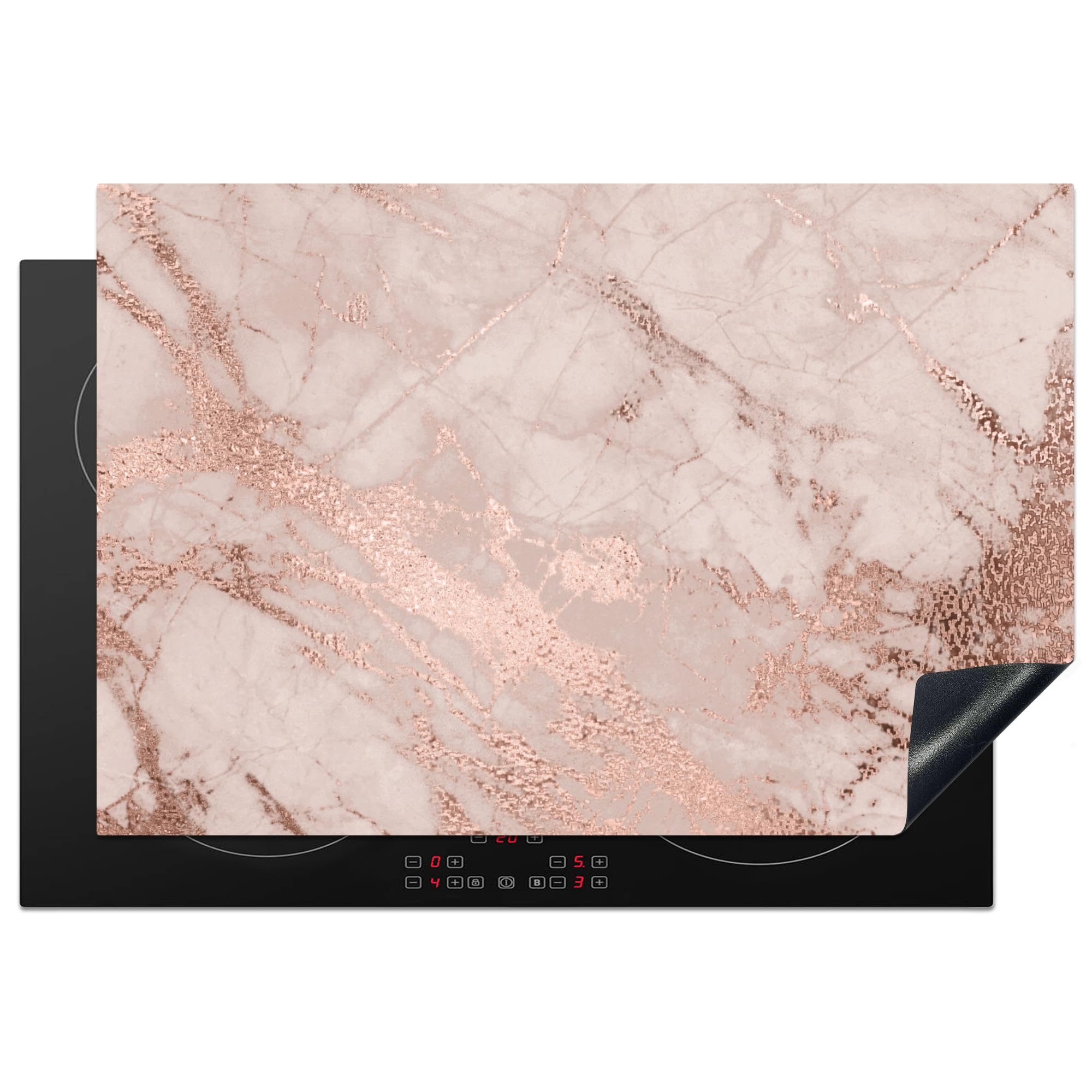 KitchenYeah© Induction Hob Protector Mat 20.5"x30.7" / 78x52 cm Cooker Top Protectors Cover Ceramic Covers Electric Hobs Vinyl Marble - Pink - Luxury - Marble Look - Glitter - Design
