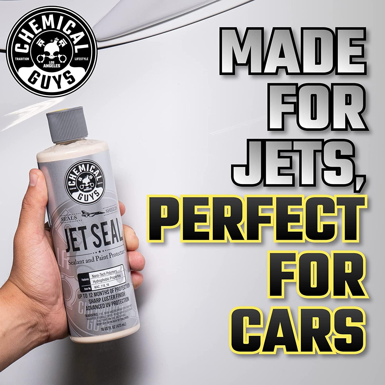 Chemical Guys JetSeal Anti-Corrosion Sealant and Paint Protectant With 2 Applicators, Safe for Cars, Trucks, SUVs, Motorcycles, RVs & More, (16 fl oz), White - HOL456