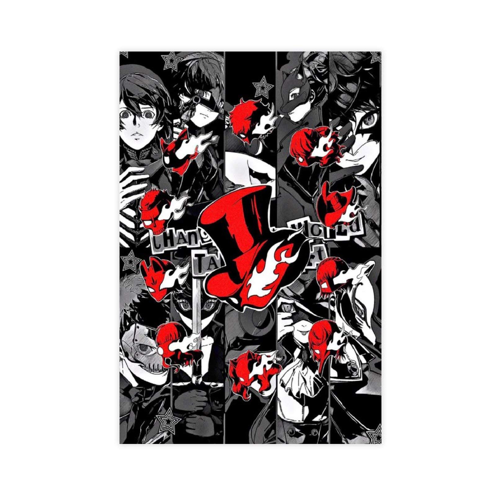NZZZ Game Persona 5 Royale Black Red Canvas Poster Bedroom Decor Sports Landscape Office Room Decor Gift 12×18inch(30×45cm) Unframe-style1