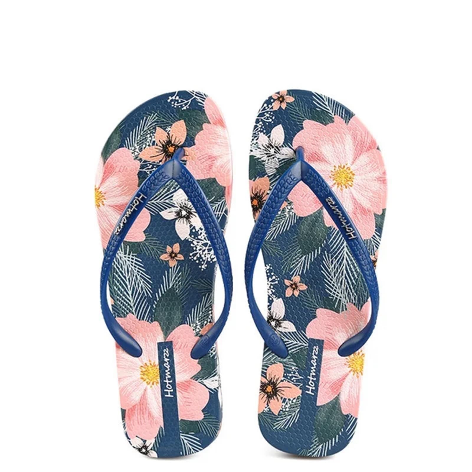 Infradito da donna Ciabatte infradito da donna estive comode spiaggia con stampa floreale, in PVC, ad asciugatura rapida, piscina