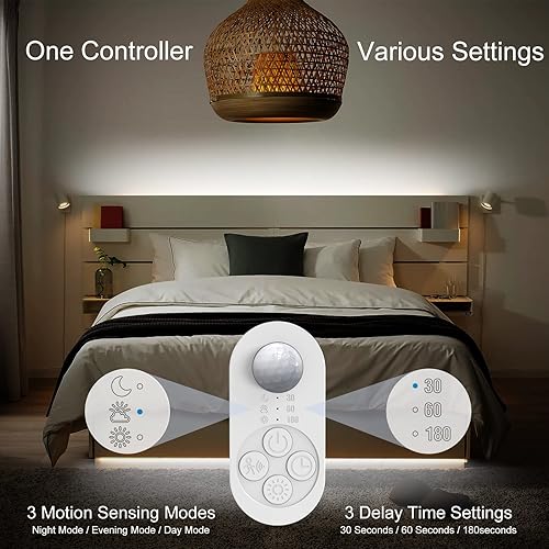 Miniatura 10 de GOOMEEYA Tira de luces LED con sensor de movimiento enchufable para debajo del gabinete luces blancas frías 6000 K súper brillantes 2000 lm con