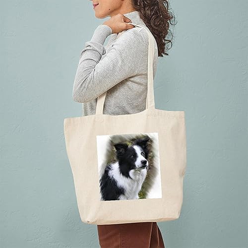 Vista 164 de CafePress Border Collie - Bolsa de lona natural, bolsa de compras reutilizable
