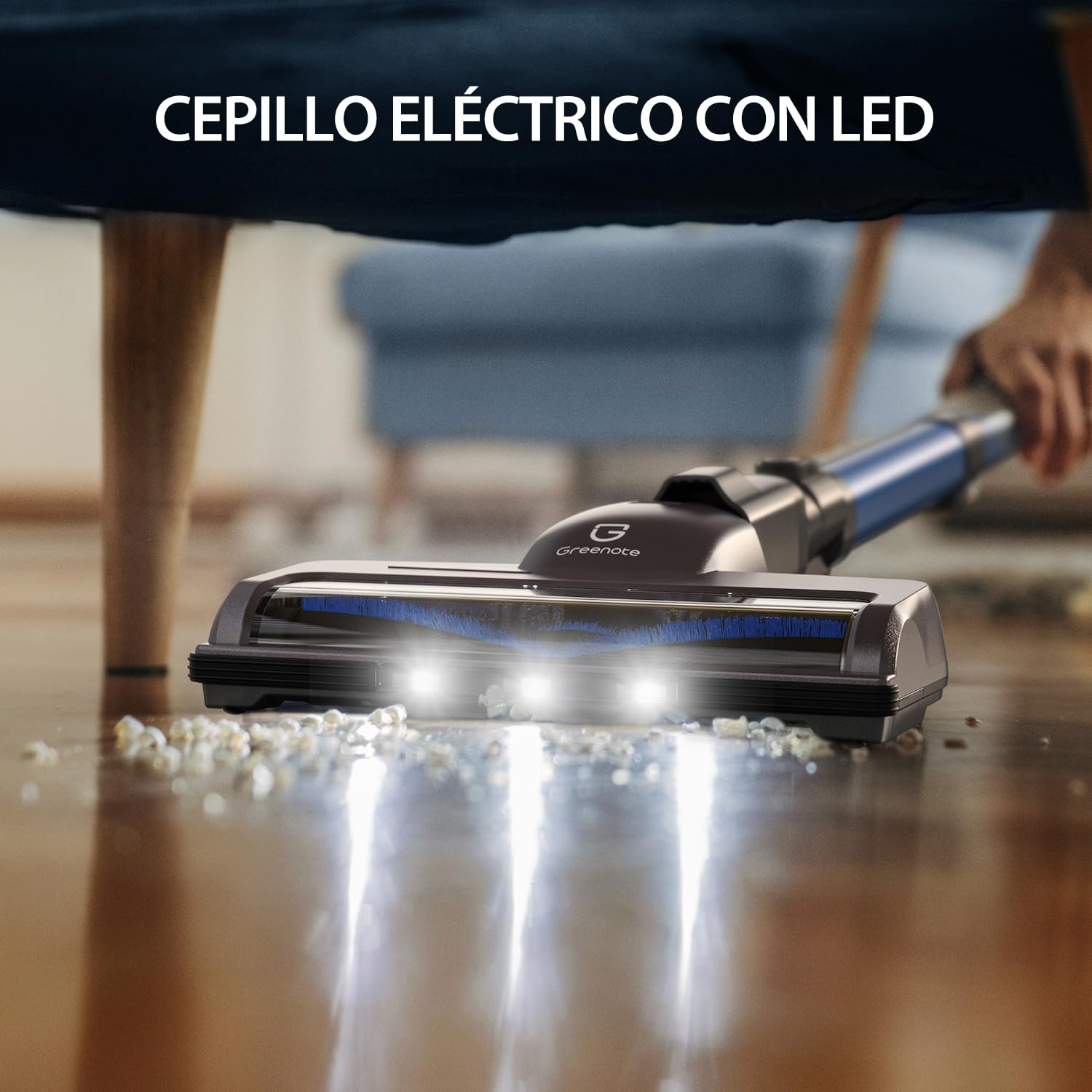 Greenote Aspiradora sin Cable,23000pa Ligero Aspiradora Inalámbrica,Aspirador Vertical con Luces LED,Multifuncional 6 en 1,Funciona 35 Mins,Peso 1,5 kg,para Suelos Duros y Alfombra de Pelo Corto
