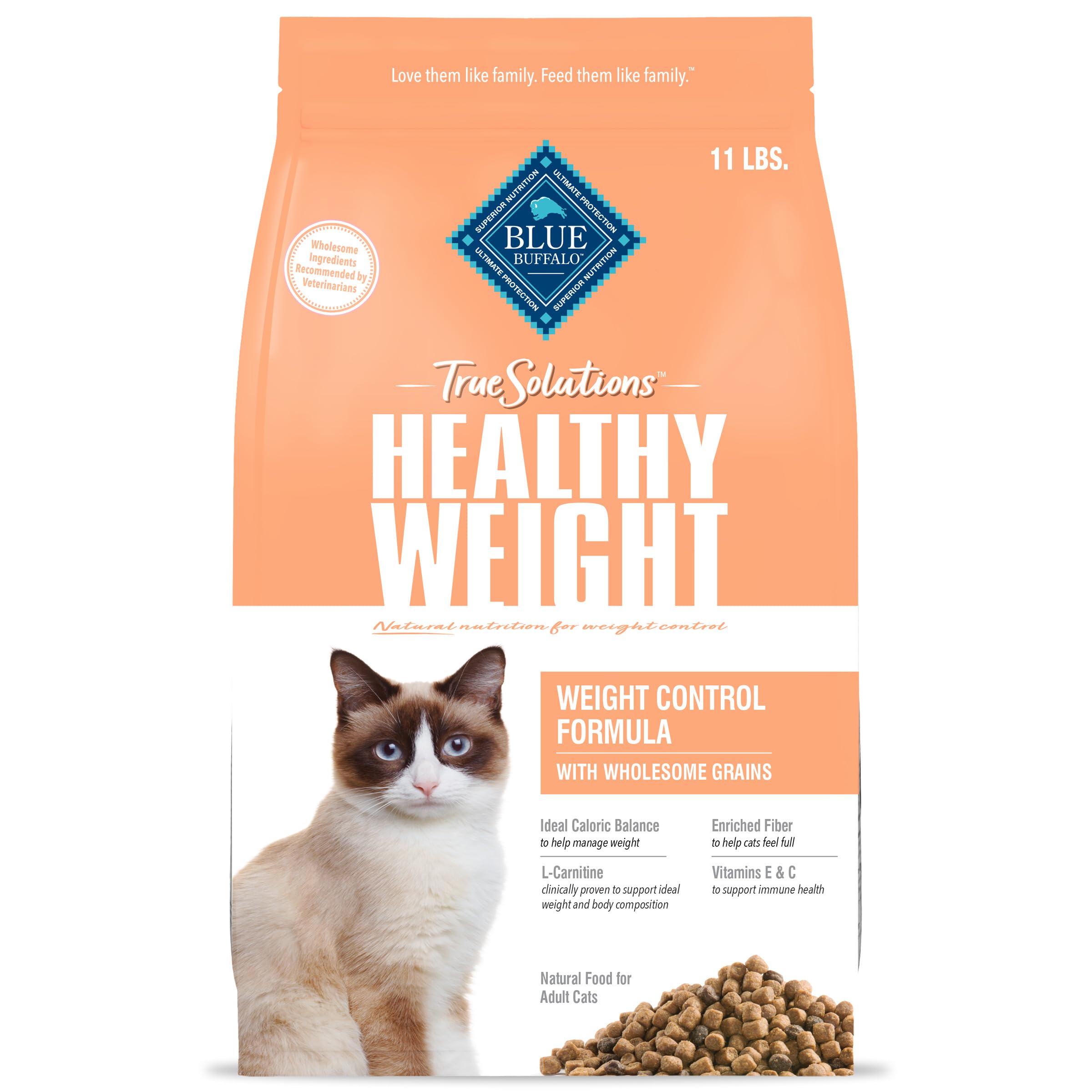 Blue Buffalo True Solutions Weight Control Natural Dry Cat Food for Adult Cats, Chicken, 11-lb. Bag