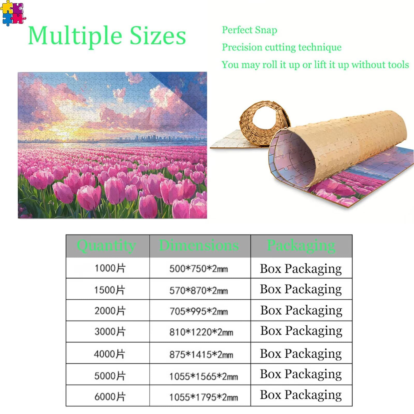 Puzzle 2000 elementów dla dorosłych, wymagająca zagadka, 99,5 x 70,5 cm, przepiękna dekoracja, puzzle, jakość premium i powierzchnia bez odbicia, prezent rodzinny temat: światło słoneczne tulipan s7h