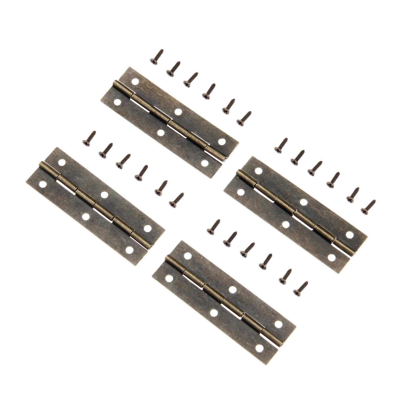 Nvsfzgiyg A Ntique Hinges,Bronze Decorative,Wooden Box Hinge,4Pcs Cabinet 6 Holes Decor Furniture Decoration Vintage Door Jewelry Chest 60 * 20Mm Butt ((Color : (A)