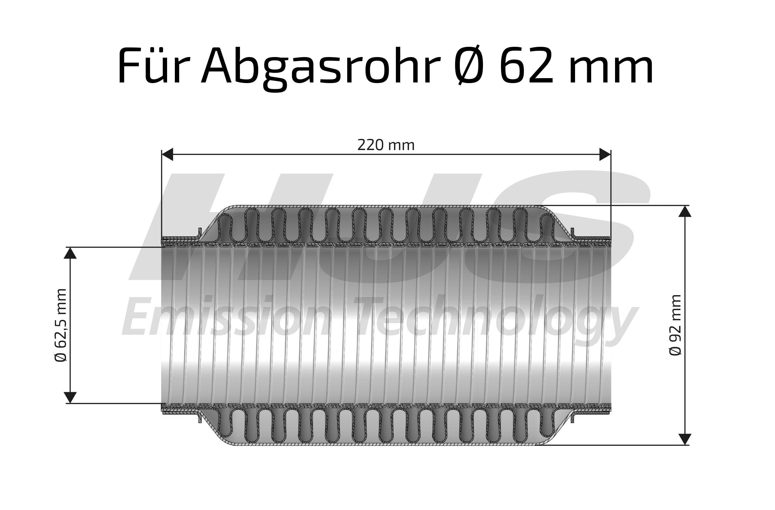Flexrohr Flexibles Auspuff Rohr Flexstück original HJS (83 00 8577) Länge: 220mm