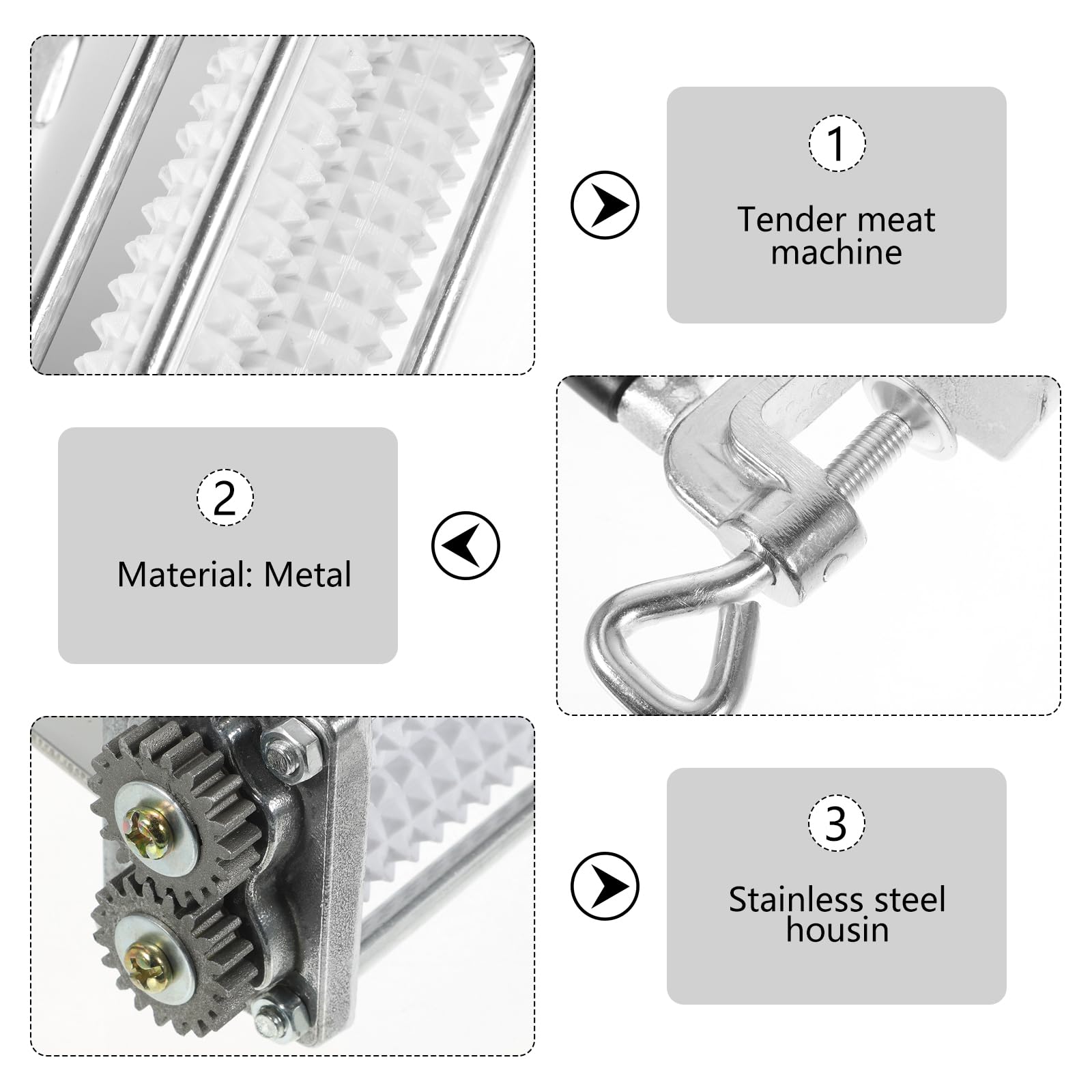 Cabilock Fleischklopfer Aus Edelstahl Mit Doppelseitigen Nadeln Fleischzartmacher Für Steak Und Schweinekoteletts Küchenhelfer Für Schnelles Marinieren Und Zartes Fleisch 9.84X7.87X3.15In