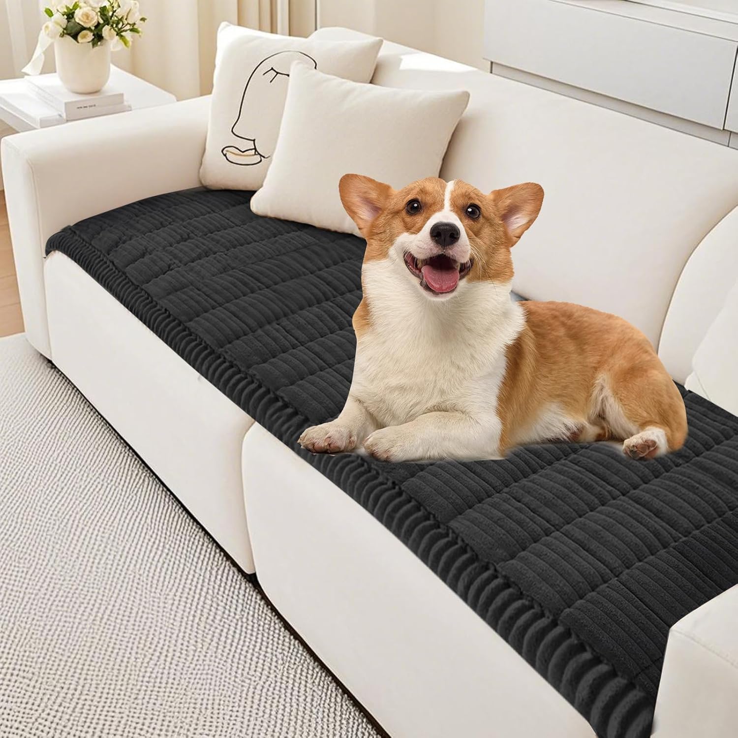 PHOPHO Couch Cover for Dogs Washable, Sofa Cover Protector for l Shape, Non Slip Dog Blanket Cover, Friendly Pet Mat Bed for Outdoor, Soft, 27.6" x 70.86"