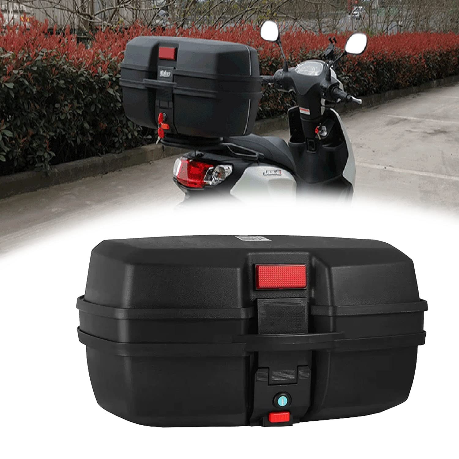47L Top Case Motorradkoffer, Heck Koffer, Fahrradbox Motorrad Roller Rollerkoffer Topcase Koffer Passend Für 2 Helme Topcase (Color : Schwarz)