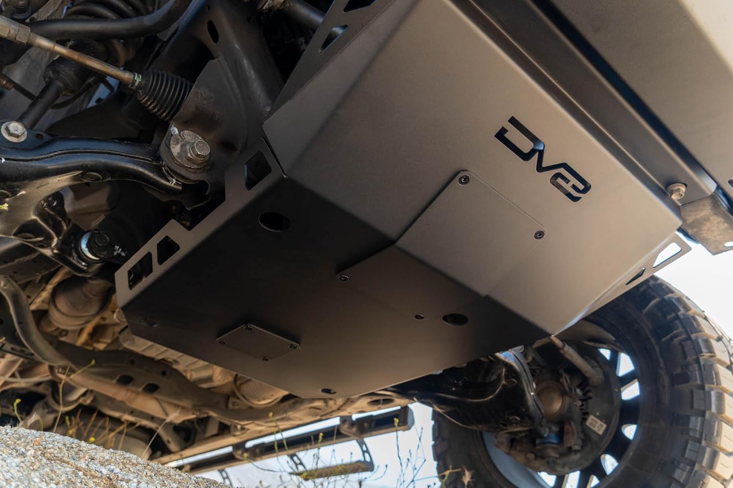 DV8 Front Skid Plate for 2016-2023 Toyota Tacoma | Features Oil Filter & Drain Bolt Access Covers | Pairs with DV8 Front Bumpers for 3rd Gen Tacoma | Fully Bolt-On | Micro-Texture Black Powder Coat