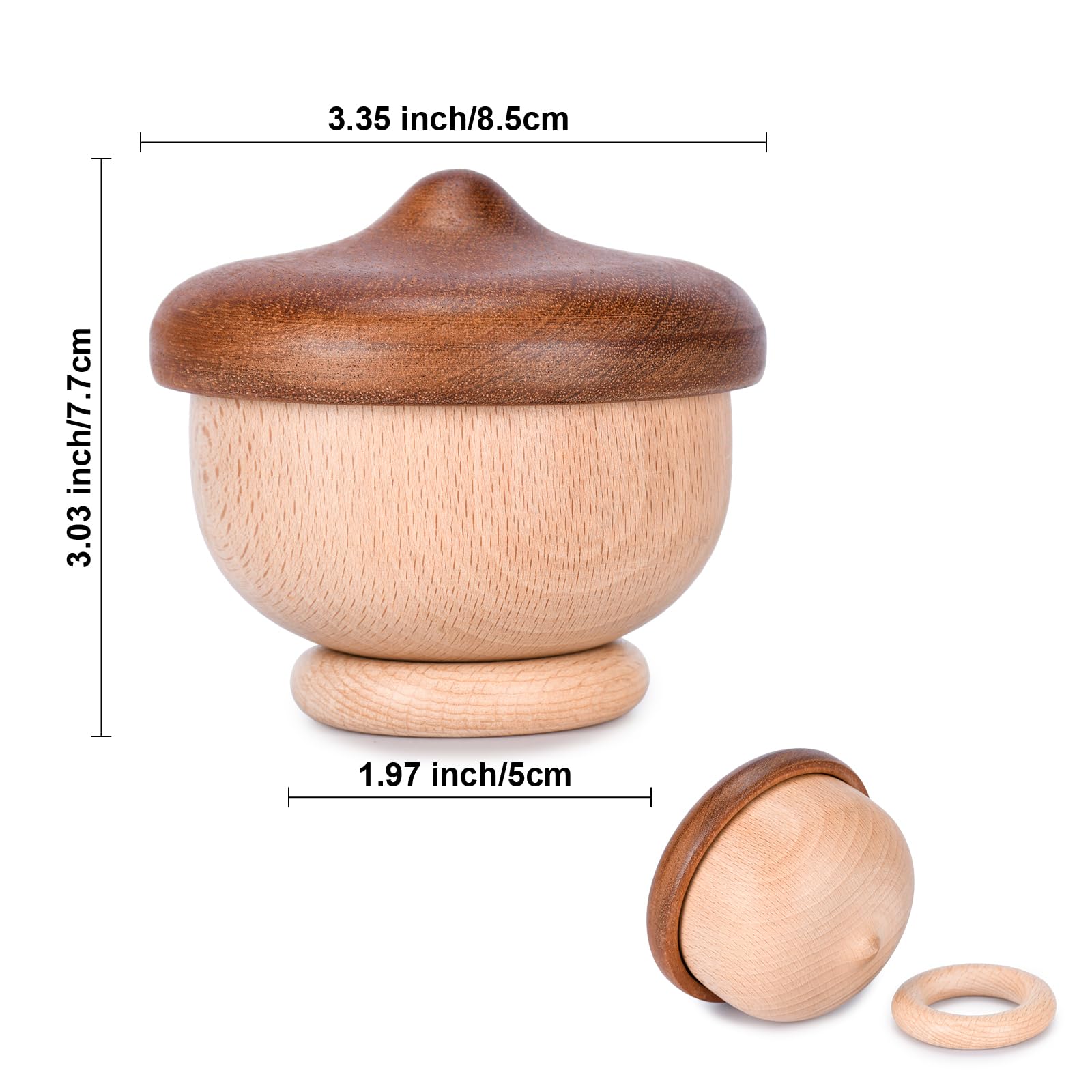 Acorn Music Box - Handmade Solid Beech Wooden Acorn for Boys, for Birthday Mother's Day, for Women, Handmade Music Boxes Craft, Large Acorn Decor for Home