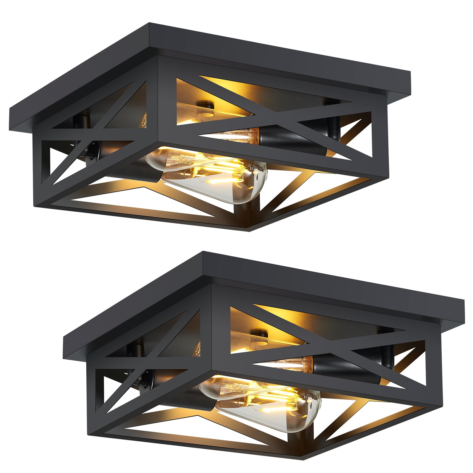 ZHU YAN Flush Mount Ceiling Light,2-Light Farmhouse Ceiling Light Fixture,Light Fixtures Ceiling Mount for Farmhouse,Kitchen,Hallway E26 Base (2 Pack)
