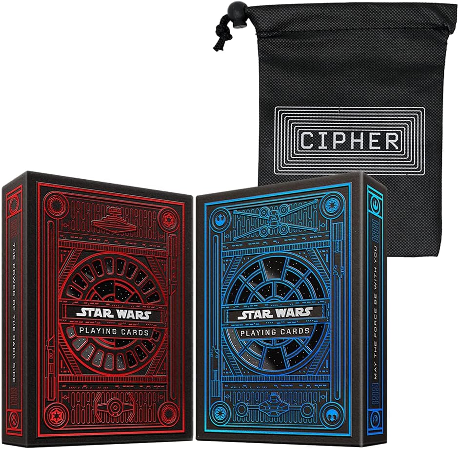 Star Wars Playing Cards by Theory 11 - Officially Licensed Star Wars Deck - Red and Blue - Includes Cipher Card Bag (Both Decks)