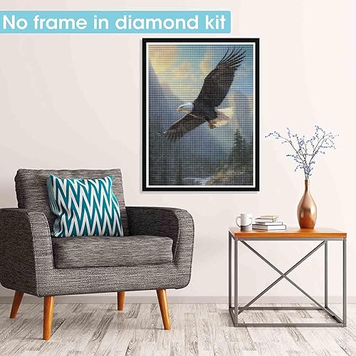 Miniatura 2 de Pavemlo Kits de arte de diamantes 5D para adultos, águila elevada, arte de diamantes de taladro completo, pintura de animales con diamantes, arte de