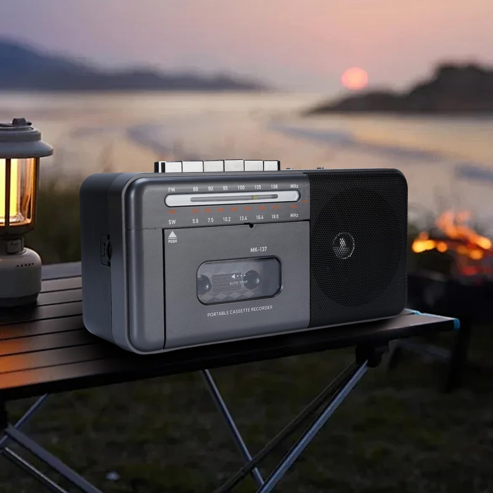 Denash Kaseta, Odtwarzacz, Przenośny Retro Look Radio z FM AM SW, Odtwarzanie USB 5.0 (wtyczka UE)