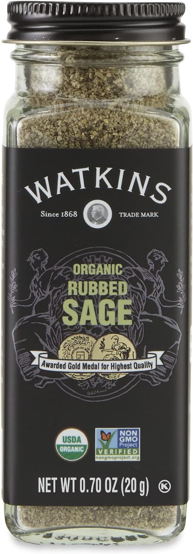 Gourmet Organic Spice Jar, Rubbed Sage, Non-GMO, Kosher, 0.7 Ounce Jar, 1-Pack