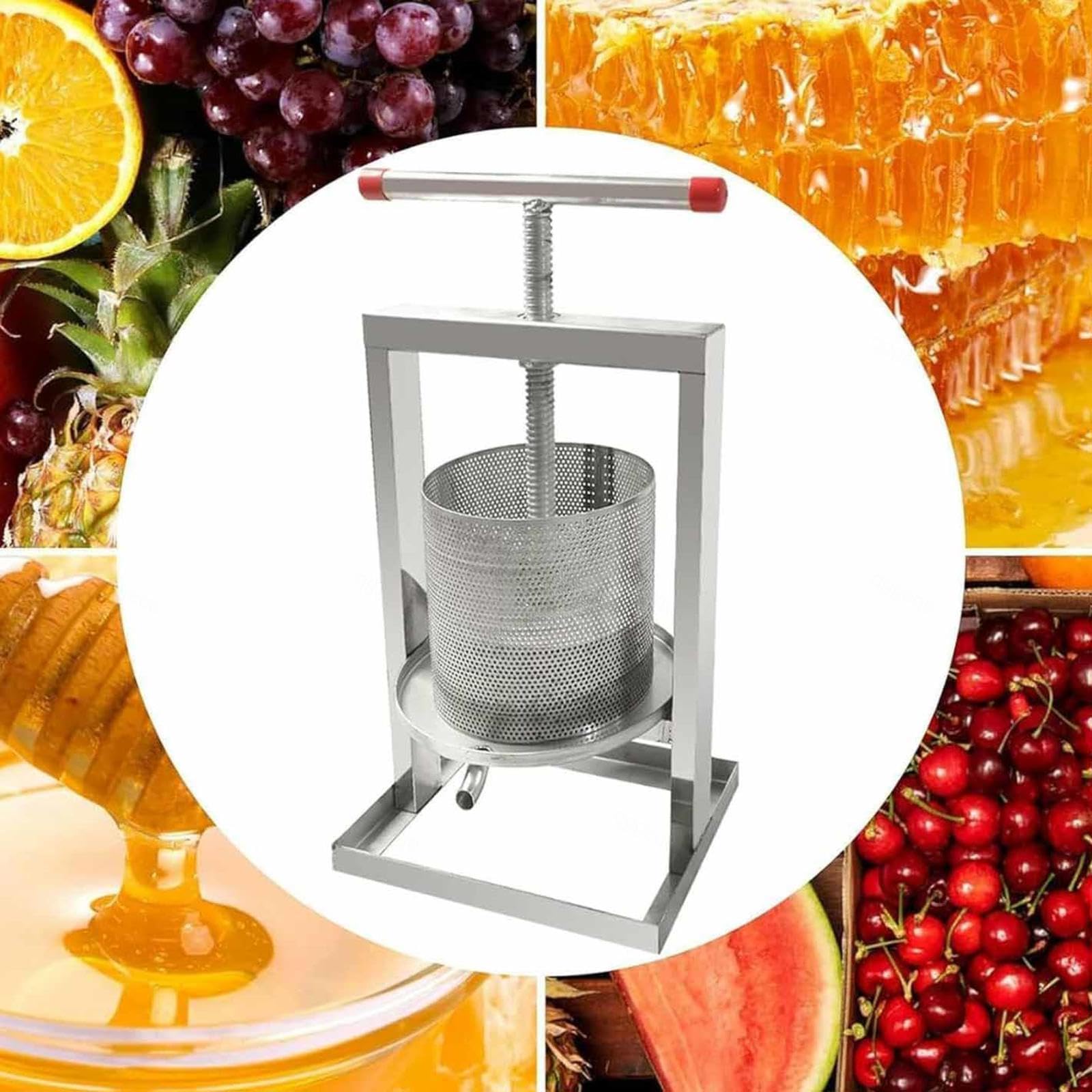 estrattore di miele manuale in acciaio inox Pressa Manuale per Miele in large bee honey press extractor Attrezzatura apicoltura Lavorazione per api miele,vino,frutta,cera,4L