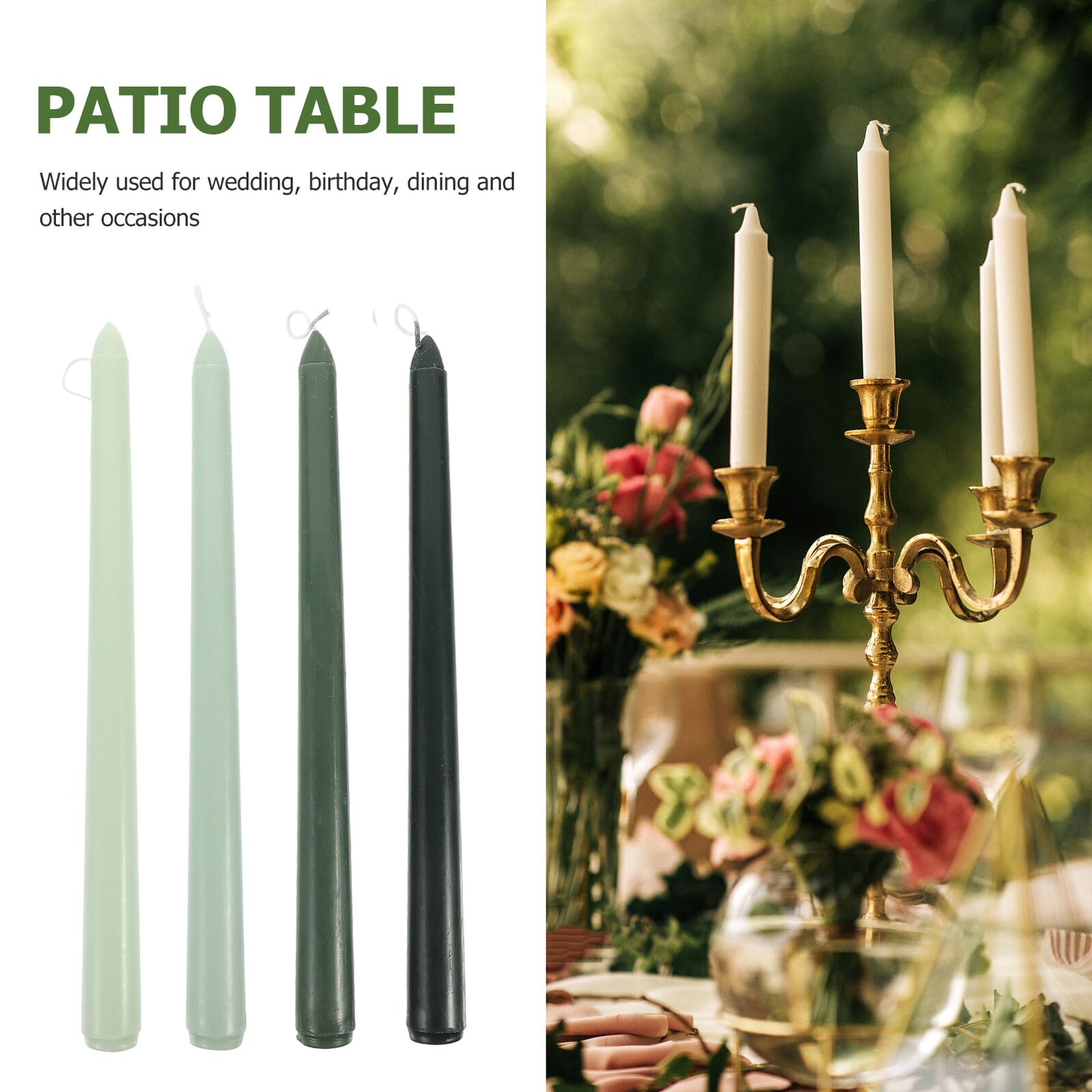 Abaodam 4 Pezzi Candele Profumate Stelo in Paraffina Verde senza Fumo Decorazione Romantica per Cena e Matrimonio