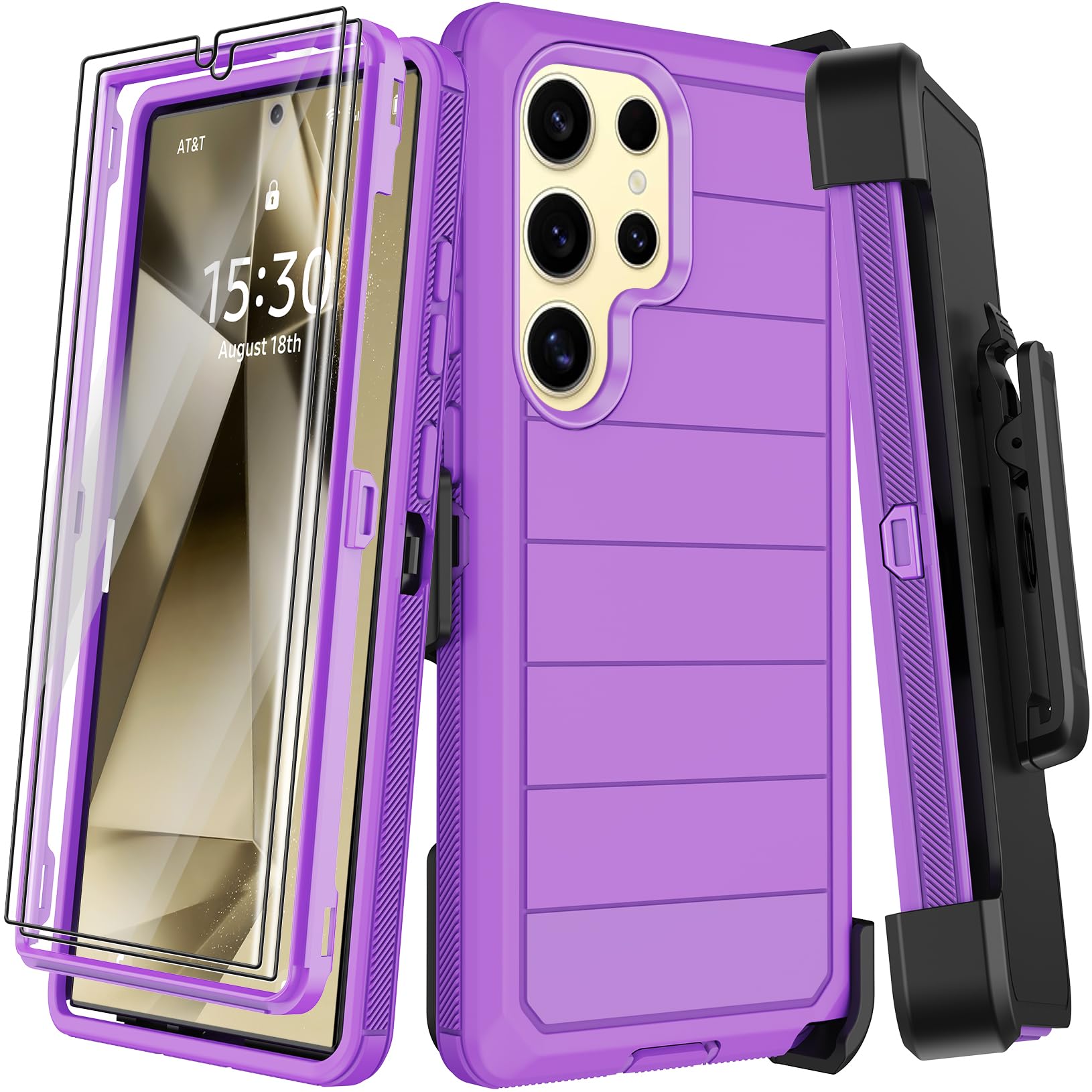 KECAI for Samsung Galaxy S24 Ultra Case with Belt Clip Holster & Kickstand,2X Screen Protector,Heavy Duty Shockproof Drop Protection Military Grade