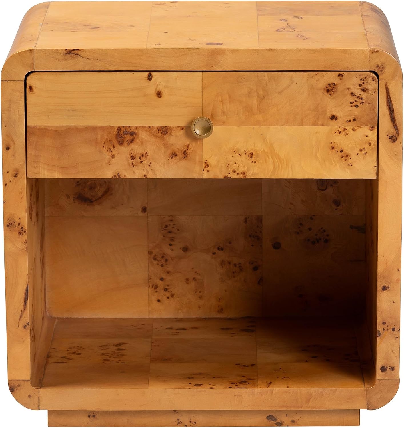 bali & pari Netra Modern and Contemporary Real Burl Wood 1-Drawer Nightstand