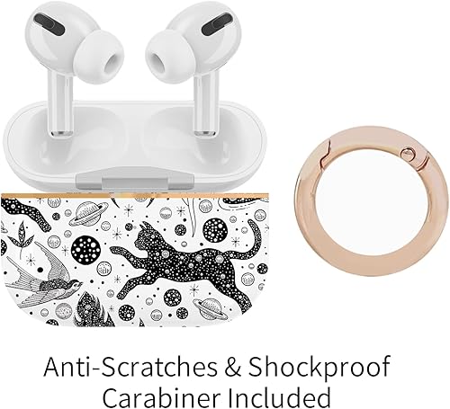 Miniatura 3 de Berkin Arts Funda protectora rígida compatible con AirPods Pro de 2 generación con llavero con diseño bohemio, gato, luna, pájaro, galaxia,