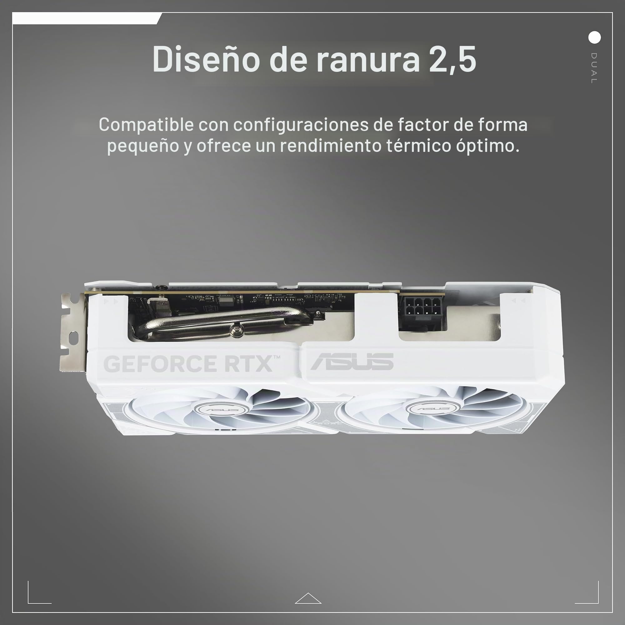 ASUS Dual GeForce RTX 5060 Ti 16GB GDDR7 White OC Edition (PCIe 5.0, 16GB GDDR7, DLSS 4, HDMI 2.1b, DisplayPort 2.1b, diseño de 2.5 Ranuras, diseño de Ventilador de tecnología axial, tecnología 0dB y