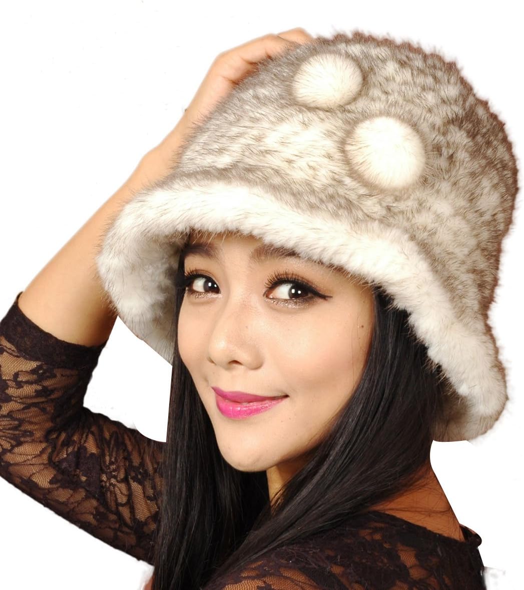 URSFUR Women's Mink Fur Floppy Hats Multicolor