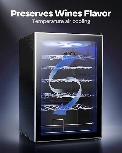 Miniatura 9 de Silonn Refrigerador de vino de 18 botellasrefrigerador de bebidas de gabinete mini bodega de vino para tinto blanco champán o vino espumoso 40f-61f