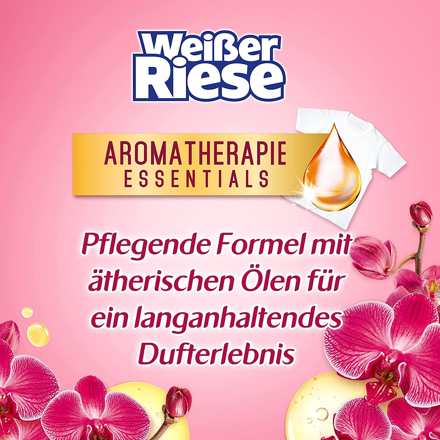 Weißer Riese Color Trio-Caps Aromatherapie Essentials (120 Wäschen), Waschmittel mit Orchidee & Macadamiaöl, Colorwaschmittel mit ätherischen Ölen & intensivem Frische-Effekt