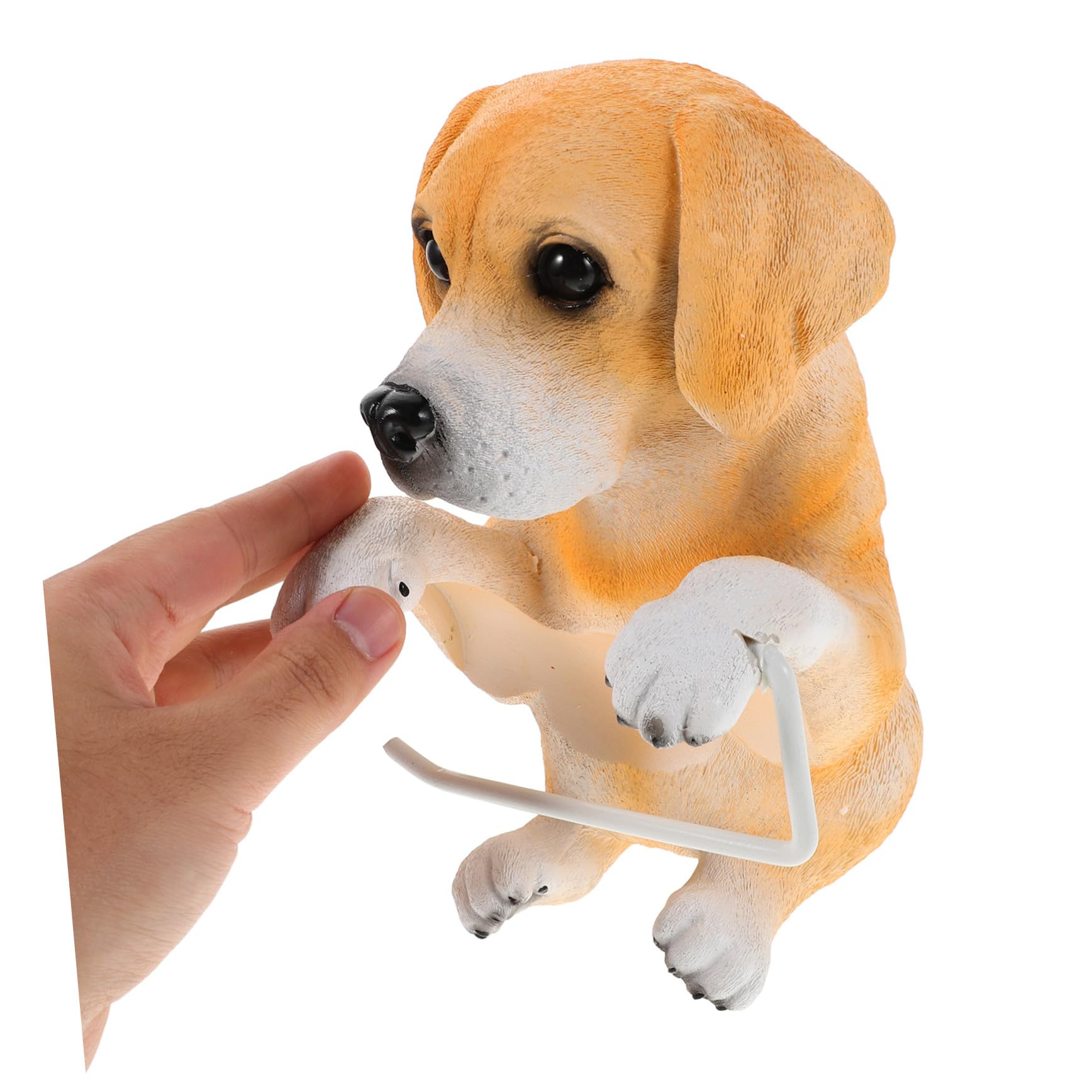 Portarrollos Naranja Forma de Perro de Resina de Papel Higiénico