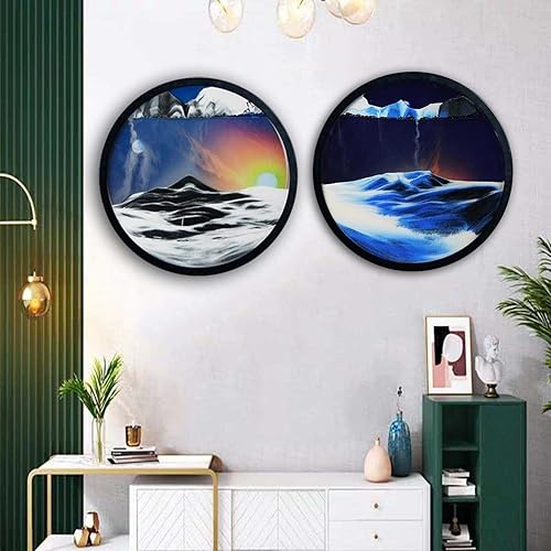 OMOONS Imagen de arte de arena móvil cristal redondo 3D de mar profundo rotación de 360 grados para decoración de estantería del hogar y oficina